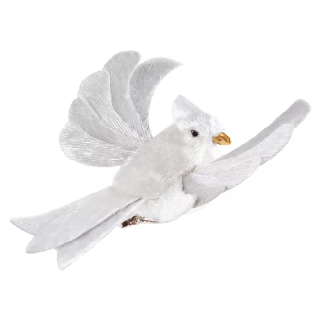 Ozdoba choinkowa PTAK z lśniącego miękkiego materiału, na klipsie