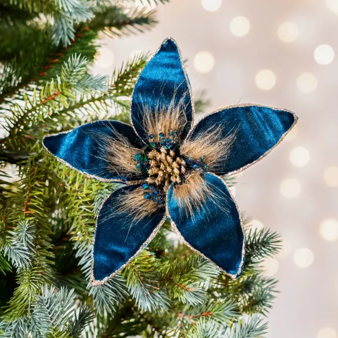 Świąteczny kwiat dekoracyjny z dodatkiem futerka