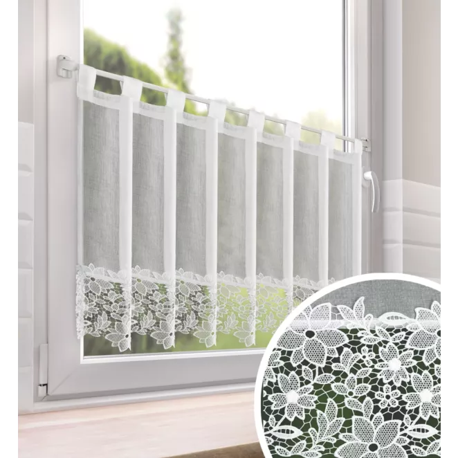 Zazdrostka biała  zdobiona subtelną aplikacją 70x150 cm szelki  - ARTEMIDA