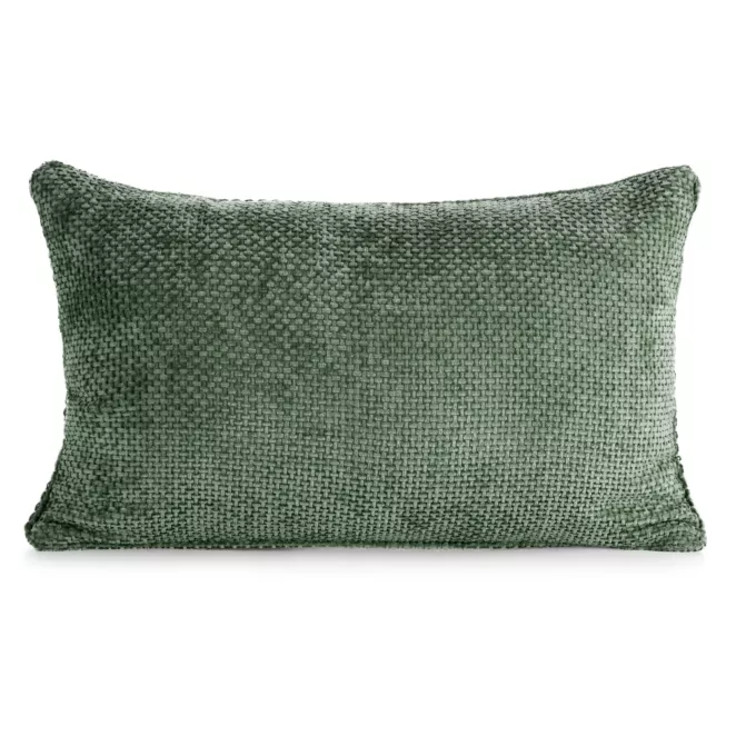 Poszewka na poduszkę 30x50 cm szenilowa z ozdobnym splotem ciemnozielona SZENIL 6