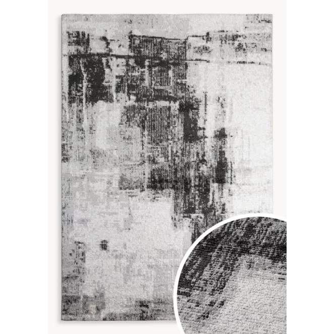 Dywan 60x100 cm szaro, czarny zdobiony abstrakcyjnym wzorem ASIA 3