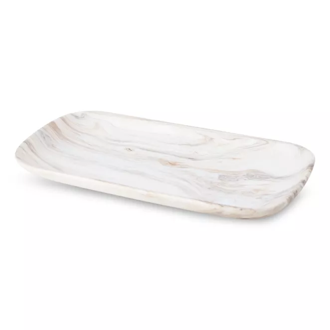 Patera ceramiczna ASLI o prostokątnym kształcie z efektem przecieranego  drzewa