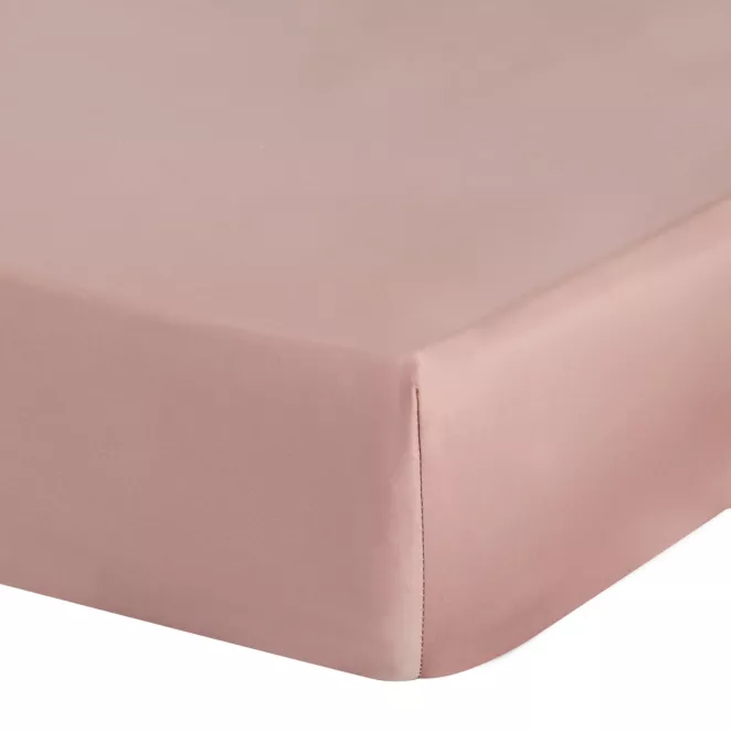 Prześcieradło gładkie z gumką 220x200 cm z satyny bawełnianej kolor różowy 125 g/m2 NOVA 3