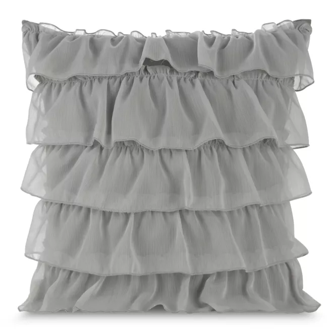 Poszewka na poduszkę 45x45 cm z bawełny z falbanami stalowa DAISY