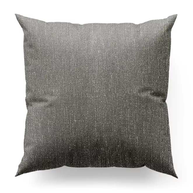 Poszewka szyta popielata z tkaniny melanżowej przetykanej błyszczącą nicią