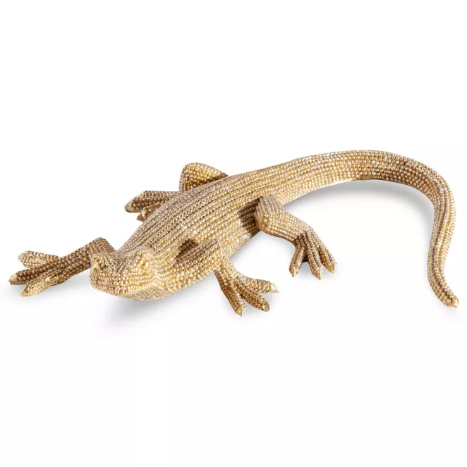 Jaszczurka - figurka dekoracyjna ELDO 2 o drobnym strukturalnym wzorze, złota
