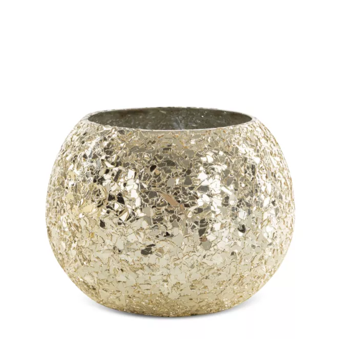 Świecznik MELIA ze szkła artystycznego z efektem popękanego szkła