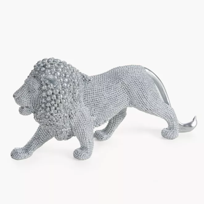 Figurka srebrna w kształcie Lwa o drobnym strukturalnym wzorze 23x6x12 cm ELDO 1