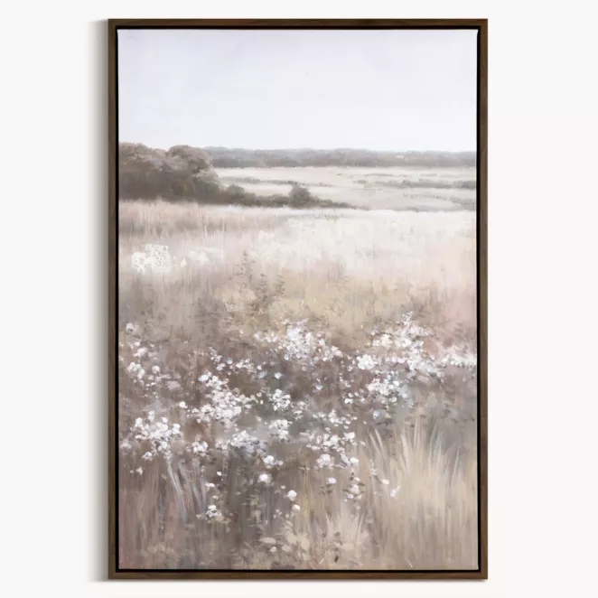 Obraz beżowo, biały nadruk na płótnie pejzaż 60x90 cm