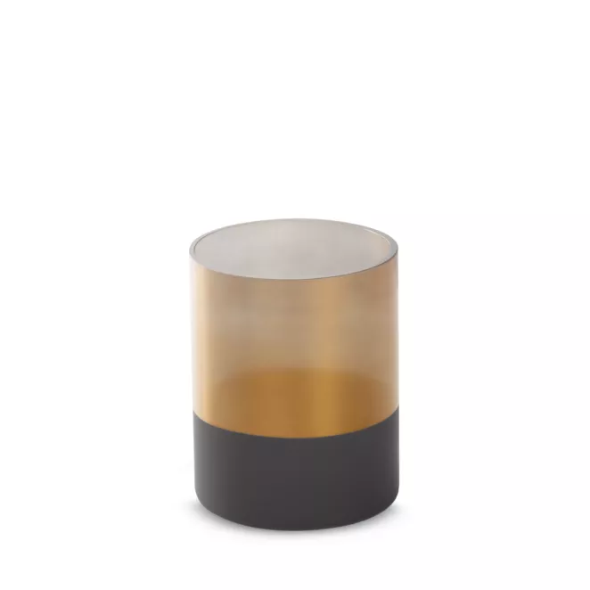 LIMITED COLLECTION Świecznik ALISMA brązowo-złoty z malowanego szkła artystycznego CIEPŁO BRĄZÓW