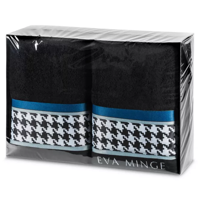 Zestaw ręczników bawełnianych na prezent 2 szt 50x90 cm kolor czarny kolekcji Eva Minge