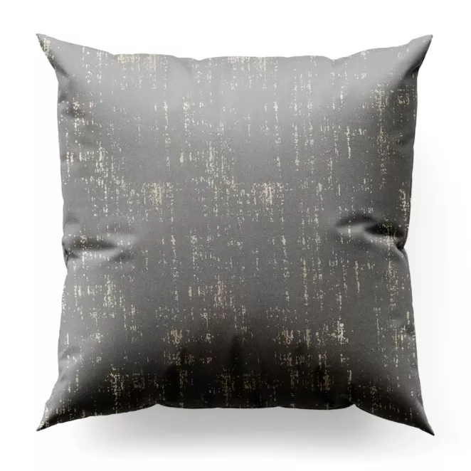 Poszewka szyta popielato złocista z miękkiej tkaniny o strukturze weluru z połyskliwym nadrukiem