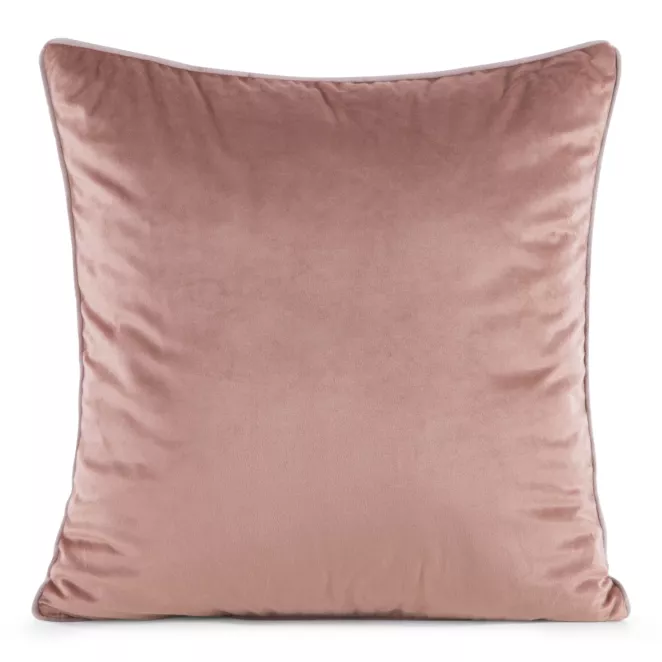 Poszewka na poduszkę 45x45 cm welwetowa, ciemnoróżowa o delikatnym połysku z ozdobną lamówką GAJA 2