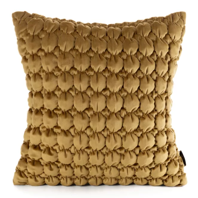 Poszewka na poduszkę 45x45 cm welwetowa kolor musztardowy zdobiona wzorem 3D VELVET 193 Eurofirany Premium