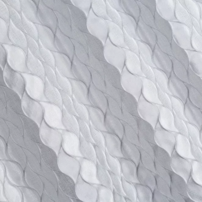 P216/1 Zasłona szyta na taśmie 5 cm JEROME naturalna z tkaniny o symetrycznym wzorze 3D i lekkim połyskiem