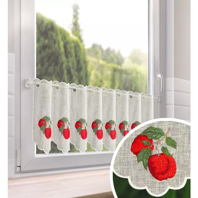 Tkanina firanowa zazdrostka zdobiona wyrazistym haftem