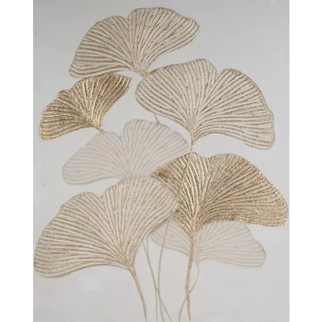 Obraz ręcznie malowany na płótnie złote liście miłorzębu