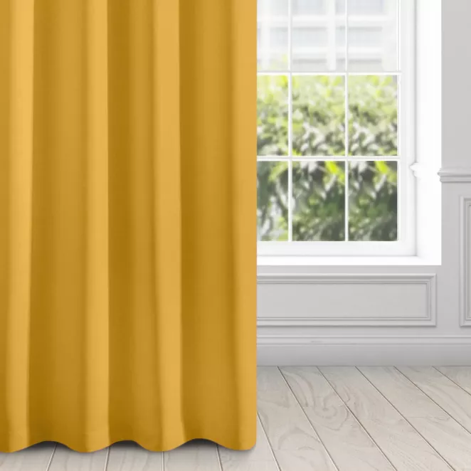 Zasłona musztardowa, matowa 140x250 cm przelotka - TRIS