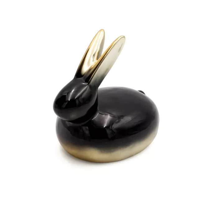 Figurka dekoracyjna ZAJĄCZEK w złoto-czarnej kolorystyce