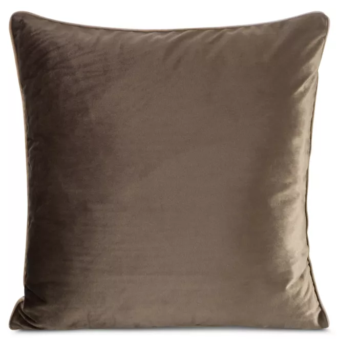 Poszewka na poduszkę 45x45 cm welwetowa, ciemnobrązowa o delikatnym połysku z ozdobną lamówką GAJA 2
