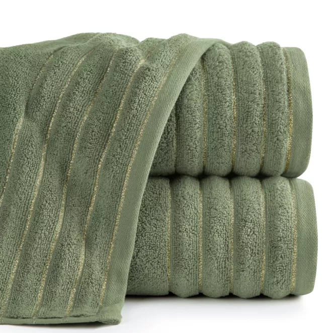 Ręcznik kąpielowy 70x140 cm bawełniany kolor zielony z błyszczącą bordiurą 500 g/m2 NADINE