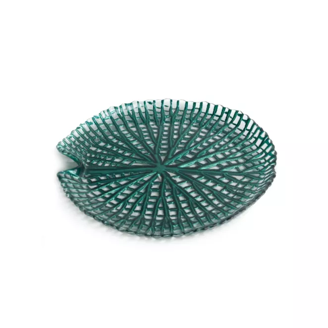 Patera MELA ze szkła artystycznego w kształcie liścia lilii wodnej