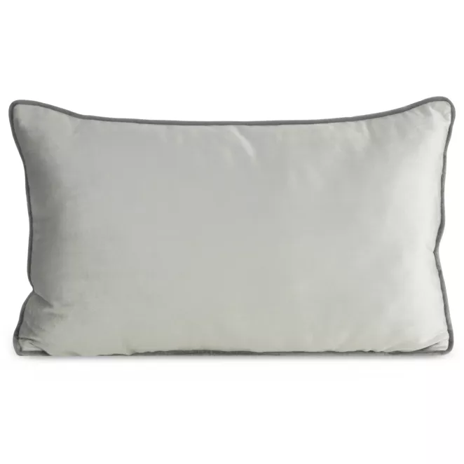 Poduszka 30 x 50 cm welwetowa srebrna zdobiona kontrastującą wypustką na brzegach MELIA EUROFIRANY PREMIUM