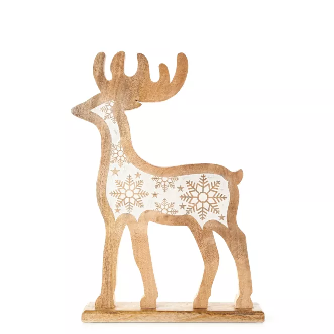 Figurka drewniana świąteczna z naturalnego drewna w kształcie renifera