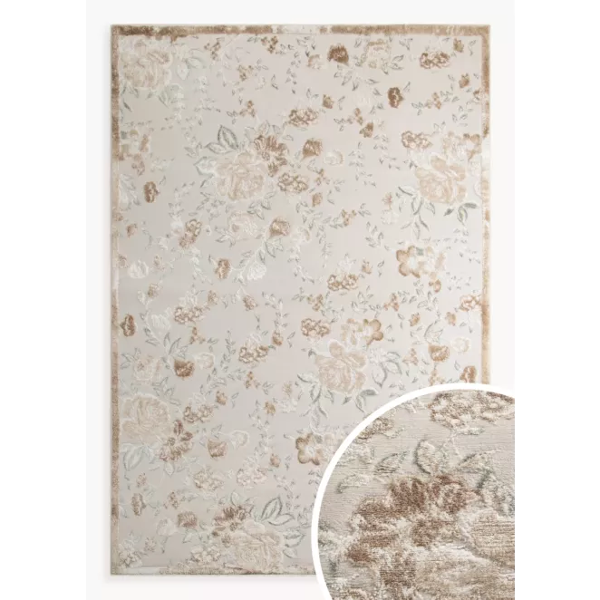 Dywan 60x100 cm beżowo, kremowy z wzorem roślinnym IMPRESIVE 2