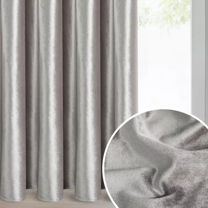 Zasłona beżowa z błyszczącego welwetu 140x270 cm taśma - CAMERON