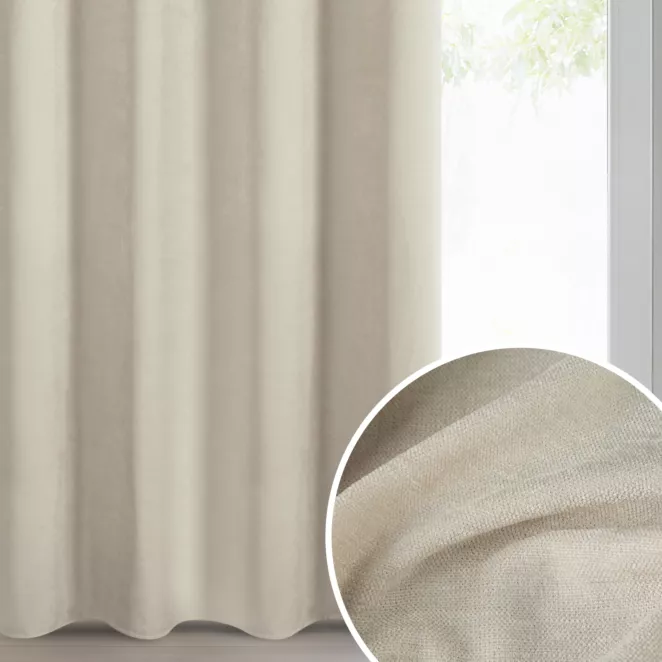 Zasłona jasnobeżowa z szenilowej tkaniny 140x250cm przelotki - VANI