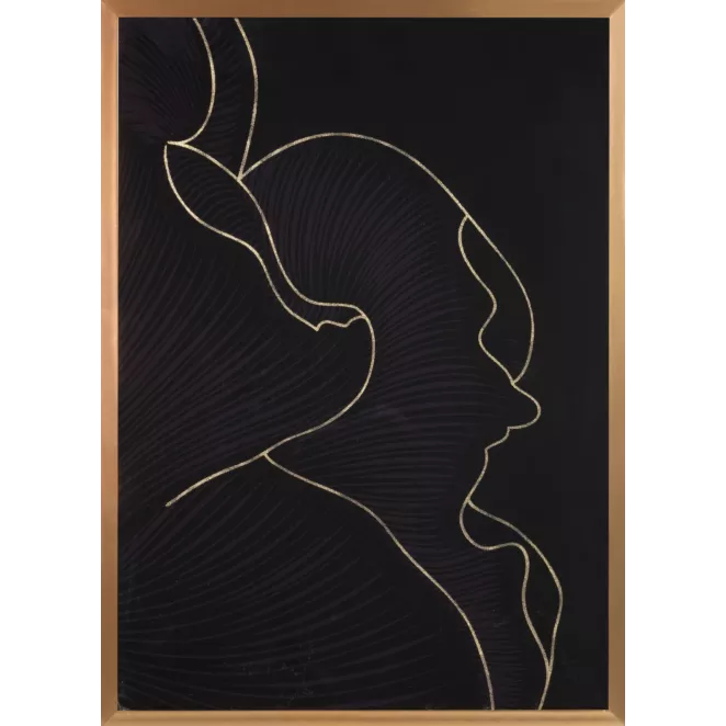 LIMITED COLLECTION Obraz PEONIA 6 ze złotym błyszczącym nadrukiem w złotej ramie PASJA CZERNI