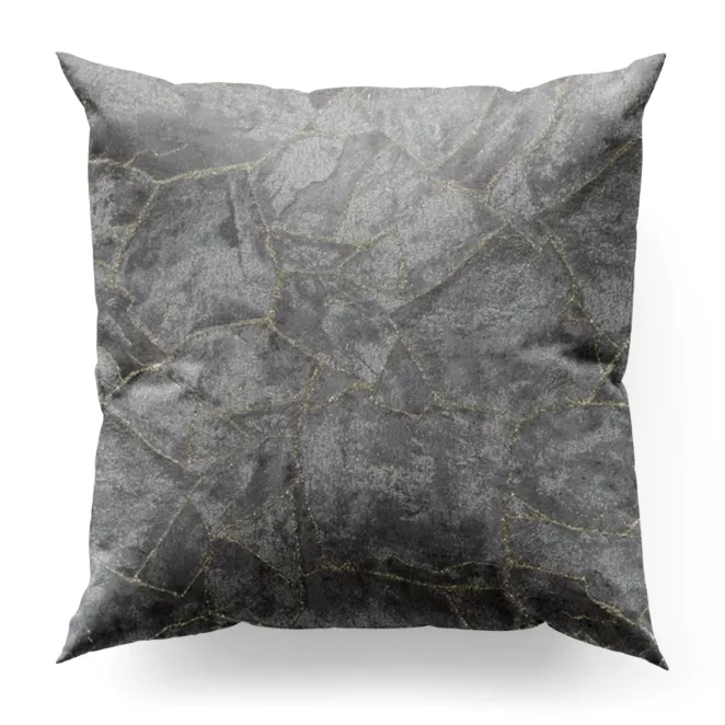 Poszewka szyta popielata z tkaniny z wzorem przetykanym błyszczącą nicią