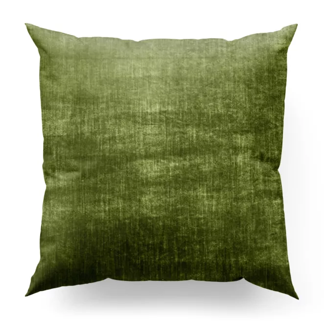 Poszewka szyta SAFARI 1 oliwkowa z miękkiej welwetowej tkaniny z połyskiem i poziomym prążkiem