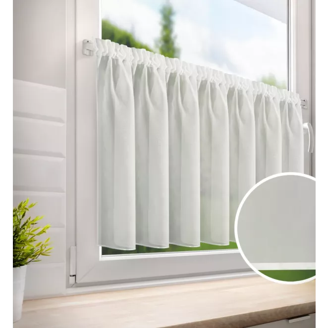 Zazdrostka kremowa z woalu wykończona atłasową lamówką 150x50 cm tunel - VIOLET