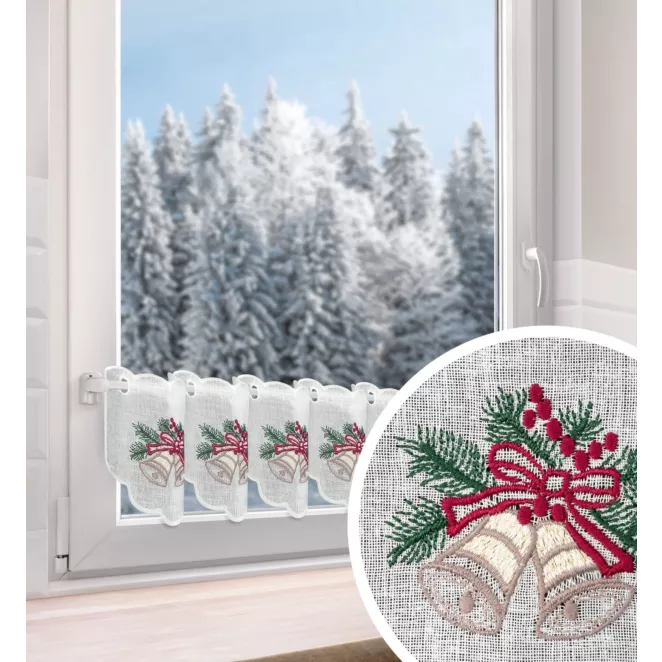 H230/11 Tkanina firanowa zazdrostka etamina z świątecznym haftem