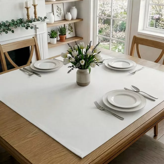 Obrus biały 85x85 cm o widocznym splocie RAMI