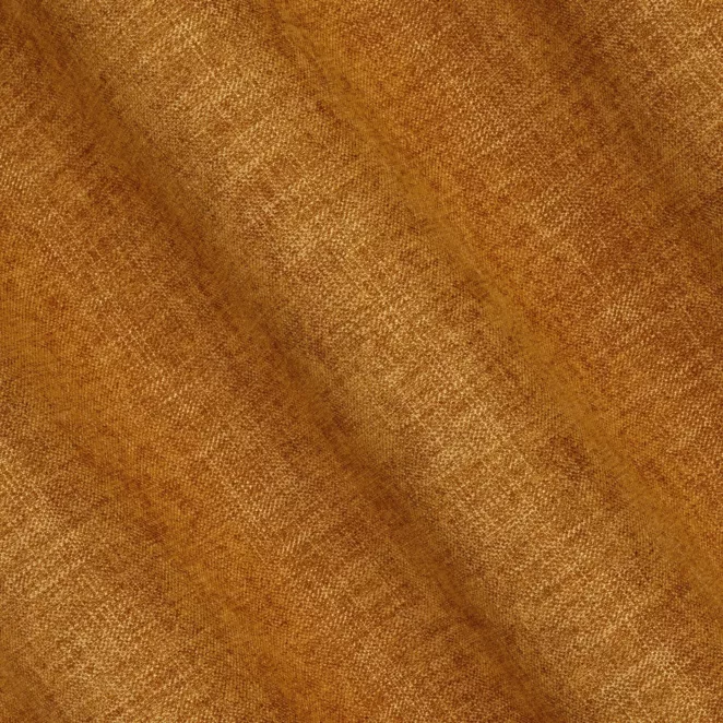 R214/6 Zasłona szyta na taśmie 5 cm musztardowa z miękkiej tkaniny szenilowej o wyraźnym splocie z efektem melanżu