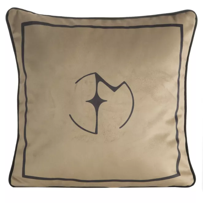 Poszewka na poduszkę 45x45 cm welwetowa i ozdobnym logiem złoto, czarna EVA 4 Eva Minge