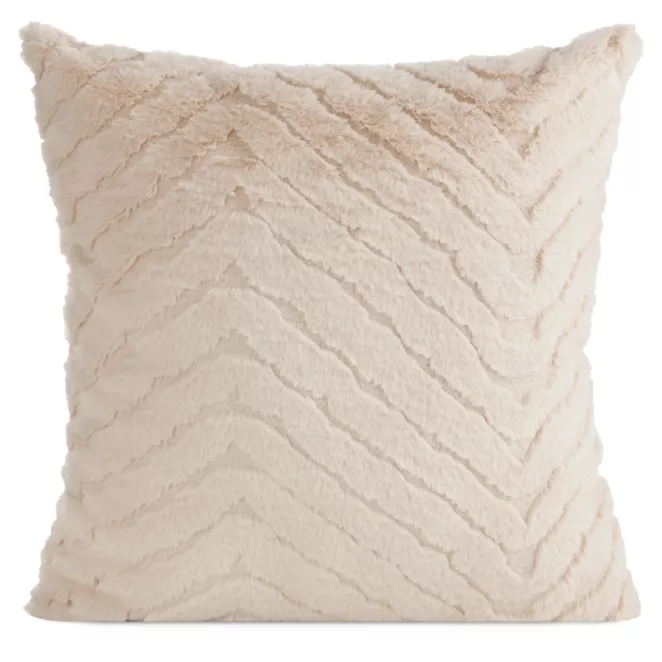 Poszewka na poduszkę 45x45 cm futrzana beżowa zdobiona efektem 3D KATE