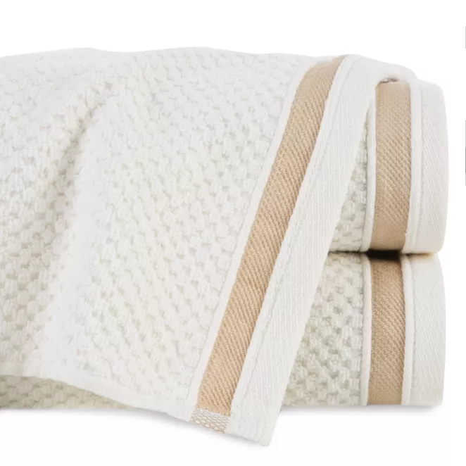 Ręcznik do rąk 30x50 cm bawełniany kolor kremowy w pasy 500 g/m2 MADLEN