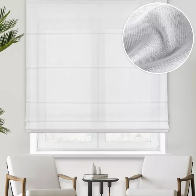 Roleta rzymska DOROTHY biała drobna siatka z dodatkiem delikatnie połyskującej nici