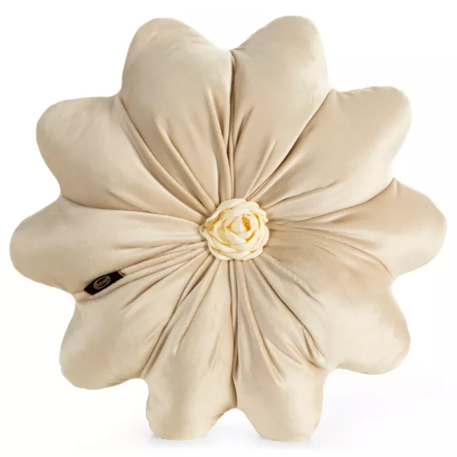 Poduszka w kształcie kwiatka o średnicy 40 cm welwetowa kremowa FLORES 5