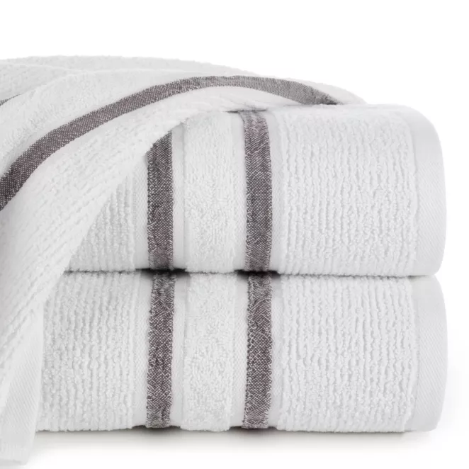 Ręcznik do rąk 30x50 cm bawełniany kolor biały w kontrastujące pasy 500 g/m2 DINA