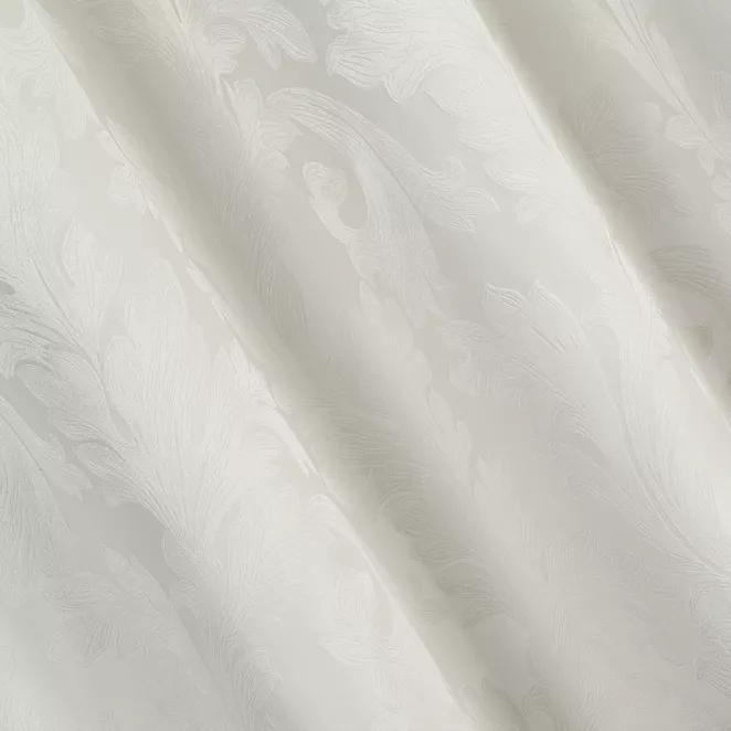 L6/1 Zasłona szyta na taśmie 5 cm AURORA kremowa z pięknym malarskim wzorem roślinnym