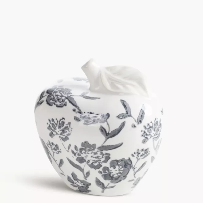 Figurka dekoracyjna biało, granatowa zdobiona roślinnym motywem 13x9x13 cm VIVIAN