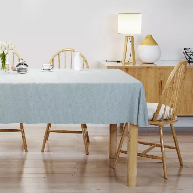 Obrus szyty niebieski tkanina zaciemniająca, strukturalna typu dimout