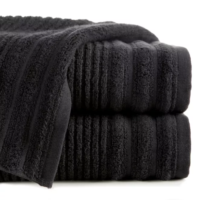 Ręcznik do rąk 30x50 cm bawełniany kolor czarny w prążki 400 g/m2 SAMMY