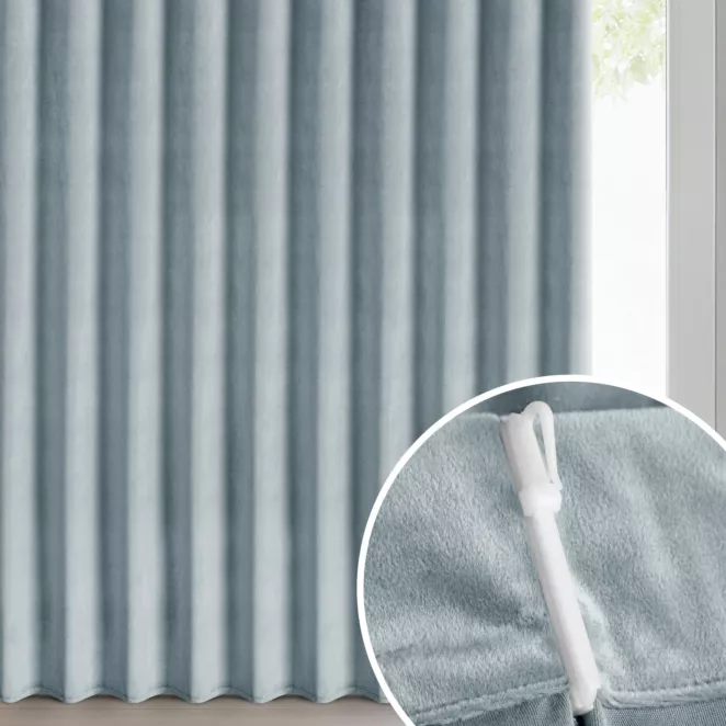 Zasłona srebrna z welwetowej tkaniny 125x270 cm (wymiar podany na gotowo) system flex - MELANIE