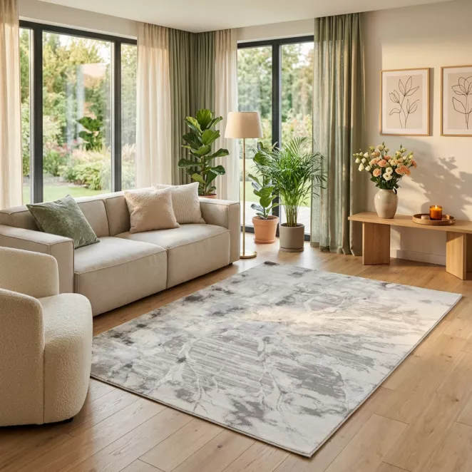 Dywan 160x230 cm stalowy, czarny zdobiony designerskim wzorem MONACO 3
